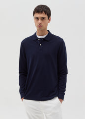 Cotton polo shirt with long sleeves