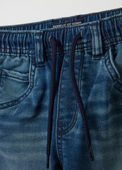 Denim joggers with drawstring