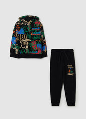 Fleece jogging set with print