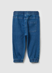 Denim joggers with drawstring