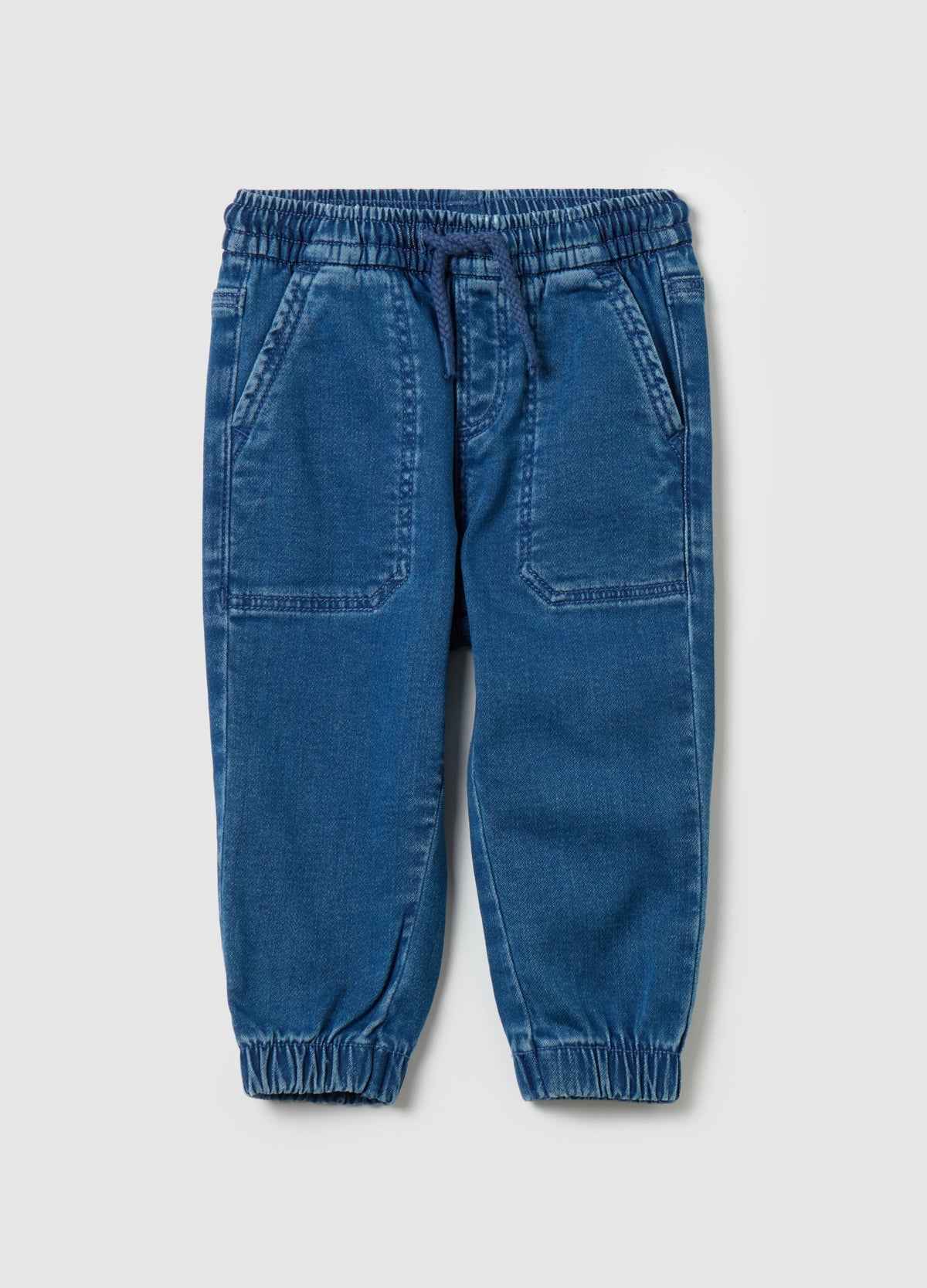 Denim joggers with drawstring