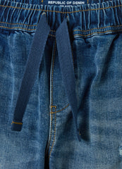 Denim joggers with drawstring