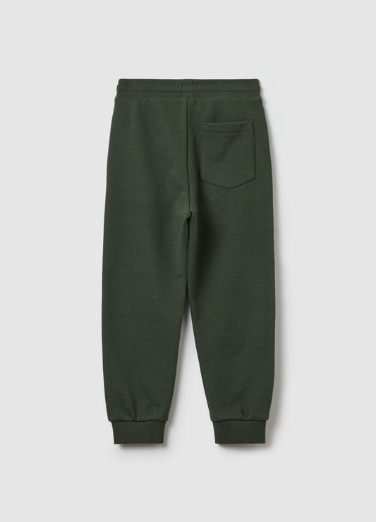 Fleece joggers with drawstring and print