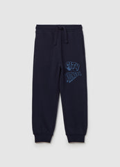 Fleece joggers with drawstring and print