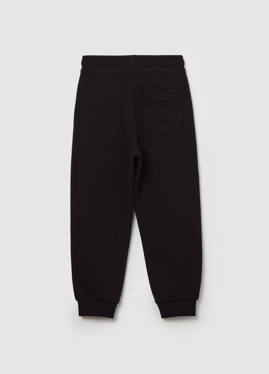 Fleece joggers with drawstring and print