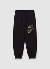 Fleece joggers with drawstring and print