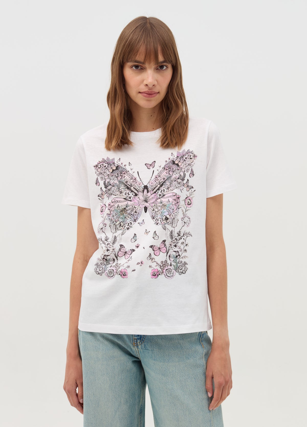 T-shirt with flowers and butterflies print