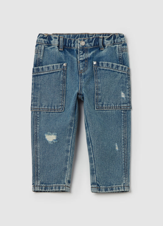 Cotton jeans with abrasions