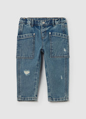 Cotton jeans with abrasions