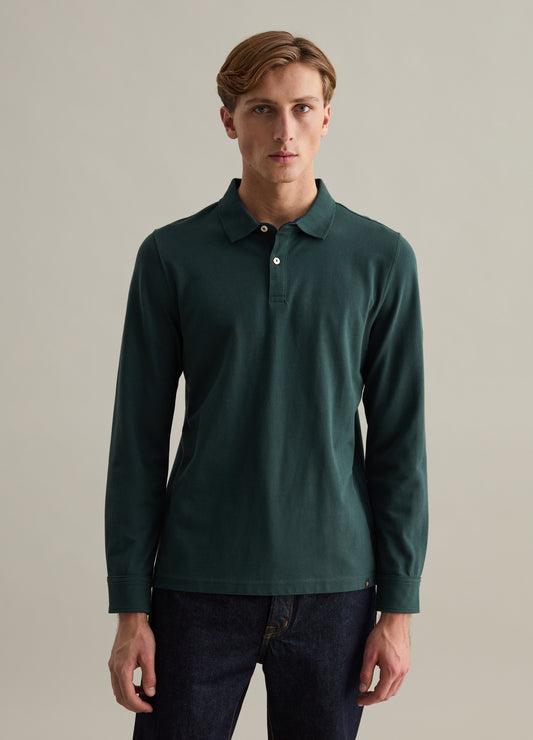 Long-sleeved polo shirt in piquet