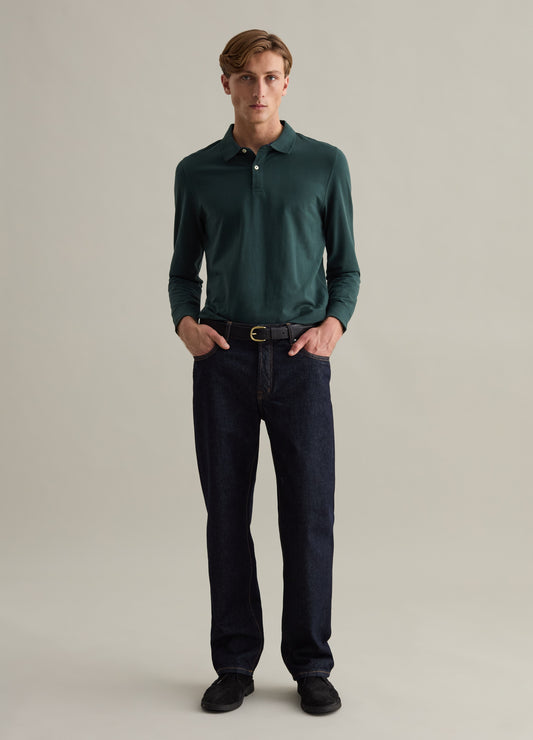 Long-sleeved polo shirt in piquet