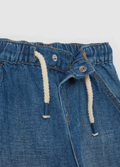 Cotton and linen jeans with drawstring