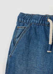 Cotton and linen jeans with drawstring