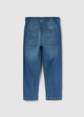 Cotton and linen jeans with drawstring