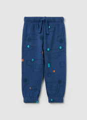 Fleece joggers with drawstring and print