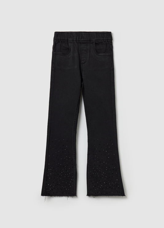 Flare-fit jeggings with diamantés