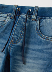 Denim joggers with drawstring