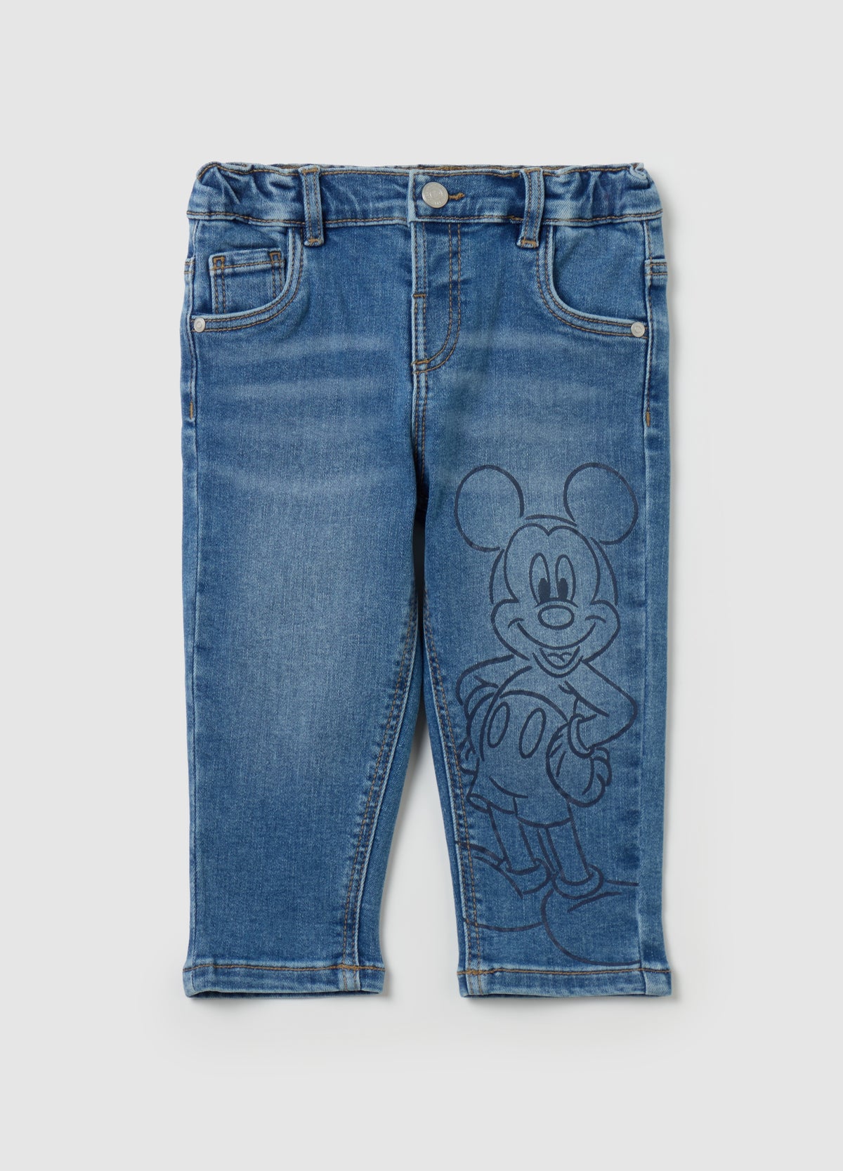 Five-pocket jeans with Mickey Mouse print