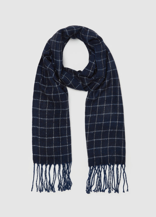 Checked scarf with fringe