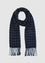 Checked scarf with fringe