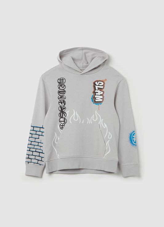 Sweatshirt with hood and ''RunFast” print