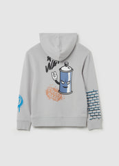 Sweatshirt with hood and ''RunFast” print