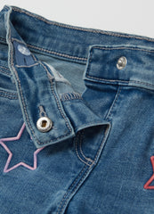 Jeans with multicoloured stars embroidery