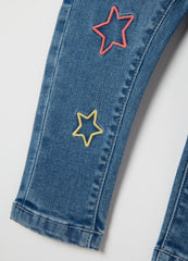 Jeans with multicoloured stars embroidery