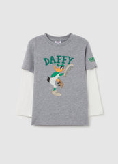 Long-sleeved T-shirt with Daffy Duck print