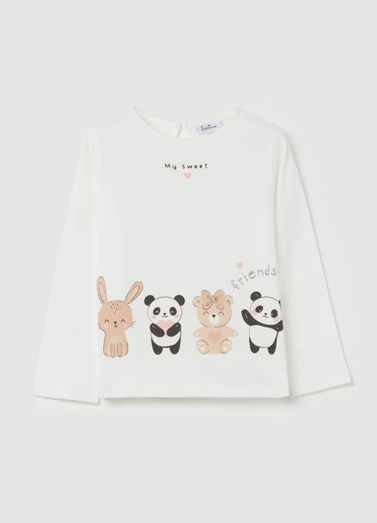 T-shirt with long sleeves and animals print