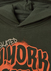 Sweatshirt with hood and ''N. YORK CITY” print