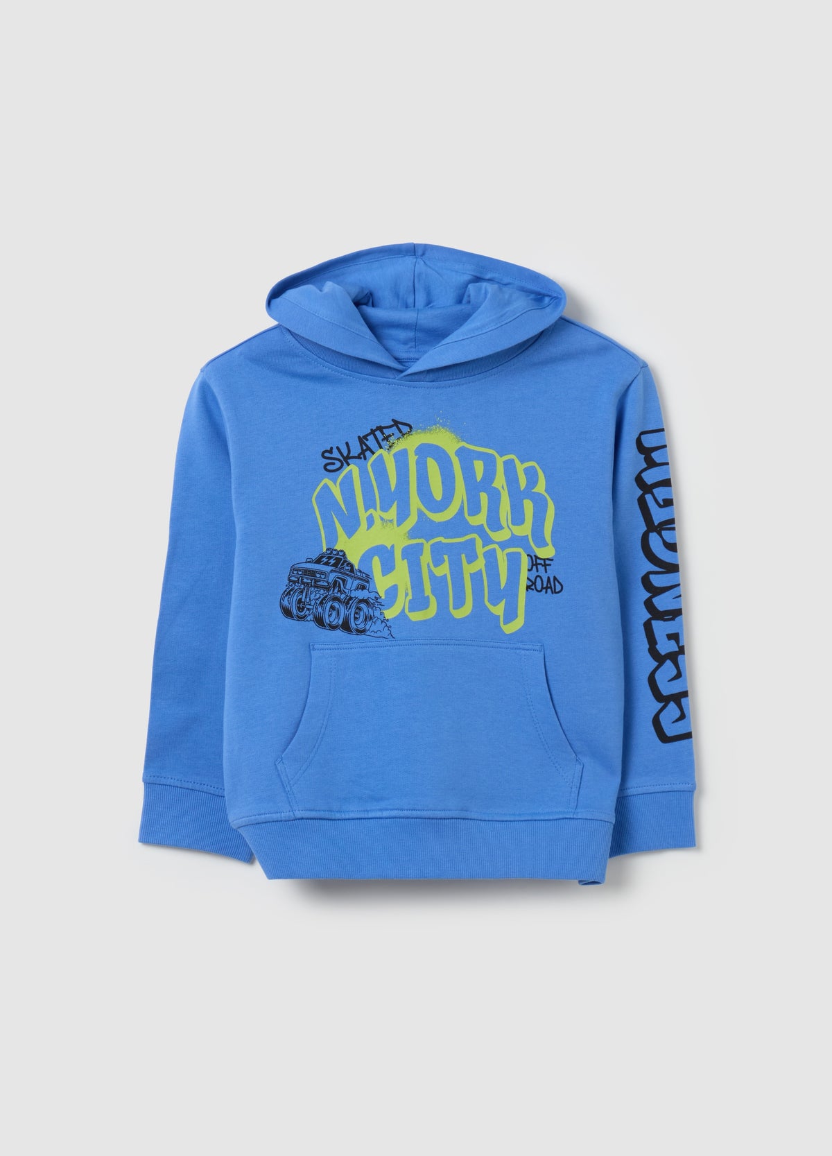 Sweatshirt with hood and ''N. YORK CITY” print