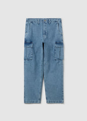 ACID WASH CARGO JEANS