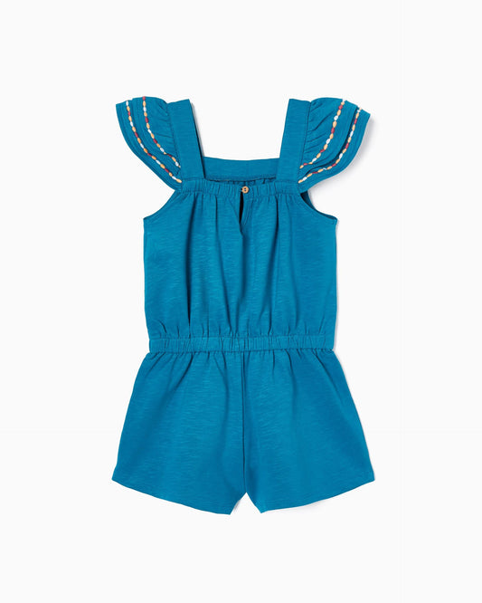 Cotton Jumpsuit with Embroidery for Girls