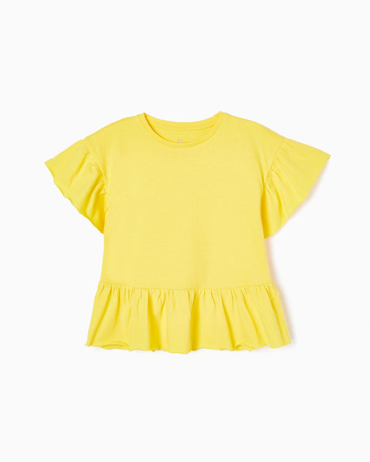 Cotton T-shirt with Frills for Girls