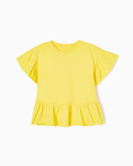 Cotton T-shirt with Frills for Girls