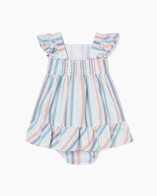 Striped Dress + Bloomers Set in Cotton for Baby Girls 'You&Me'