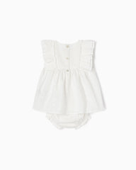 Cotton Dress + Bloomers with English Embroidery for Baby Girls