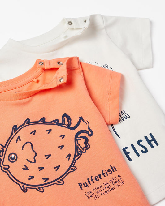 Pack 2 Cotton T-shirts for Baby Boys 'Fishes'