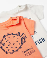 Pack 2 Cotton T-shirts for Baby Boys 'Fishes'