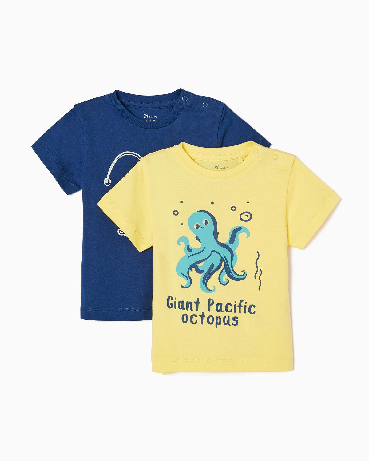 2 Pack Cotton T-shirts for Baby Boys 'Octopus & Monkfish'