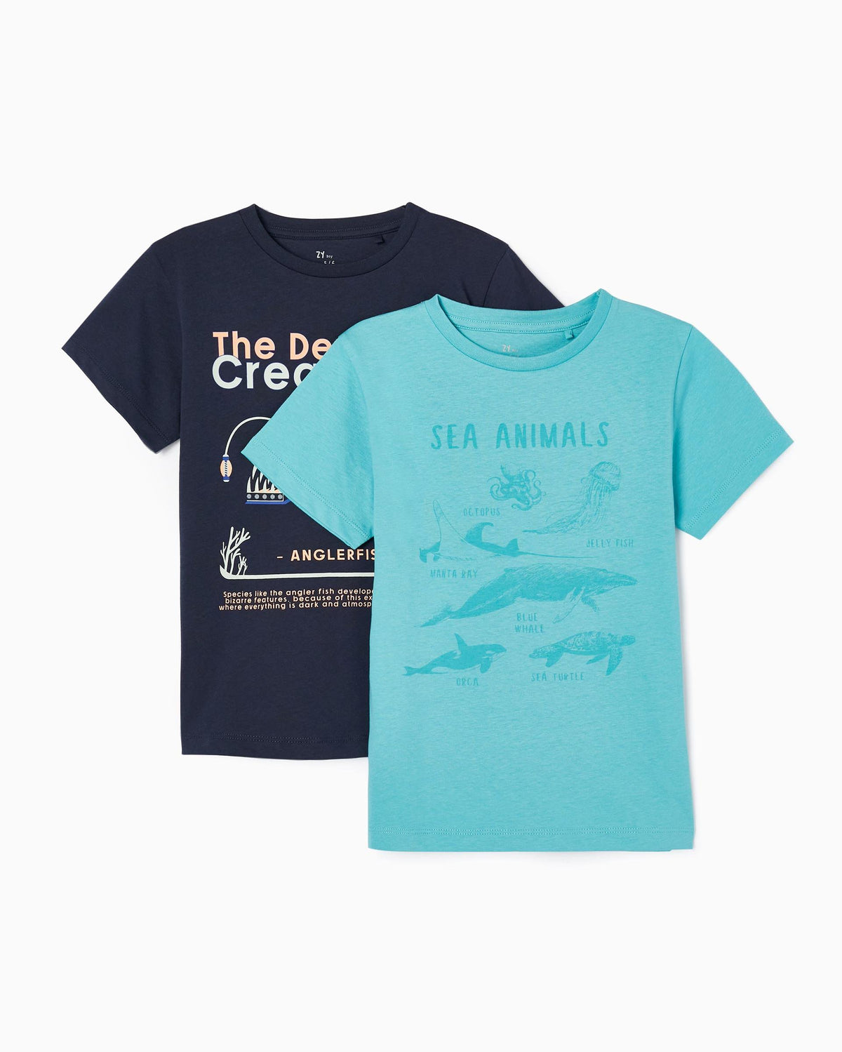 Pack 2 Cotton T-shirts for Boys 'Underwater'