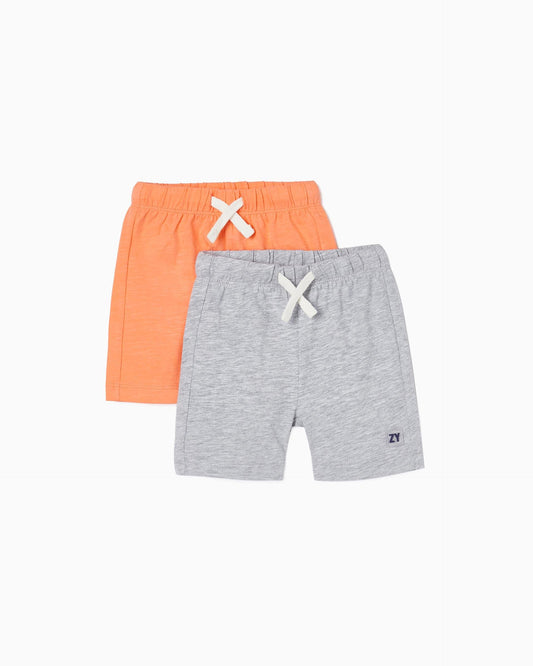 Pack 2 Cotton Sport Shorts for Baby Boys