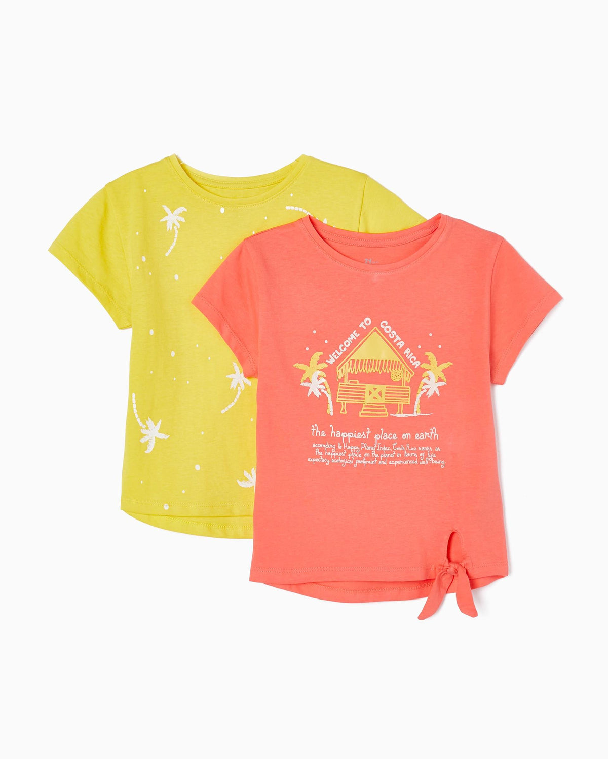 Pack 2 Cotton T-shirts for Girls 'Costa Rica'