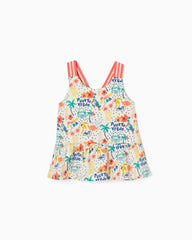 Cotton Top with Tropical Pattern for Girls