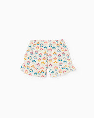 Cotton Shorts with Floral Motif for Baby Girls