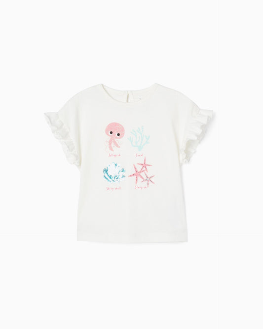 Cotton T-shirt for Baby Girls 'Sea Creatures'