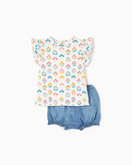 Set Cotton T-shirt + Shorts for Baby Girls