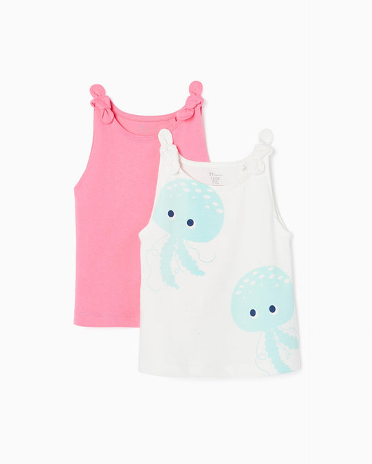 Pack 2 Cotton Tops for Baby Girls