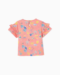 Printed T-shirt with Frills for Baby Girls